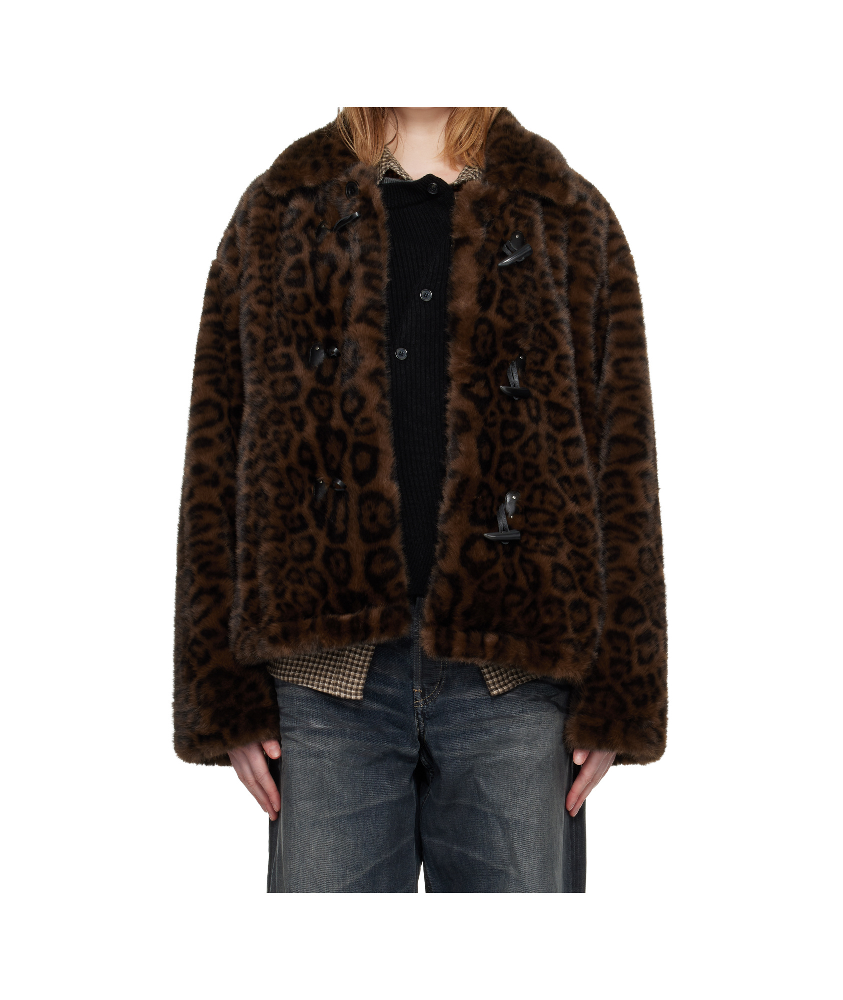 Andersson Bell Leopard Print Faux Fur Button Jacket In Animal Print