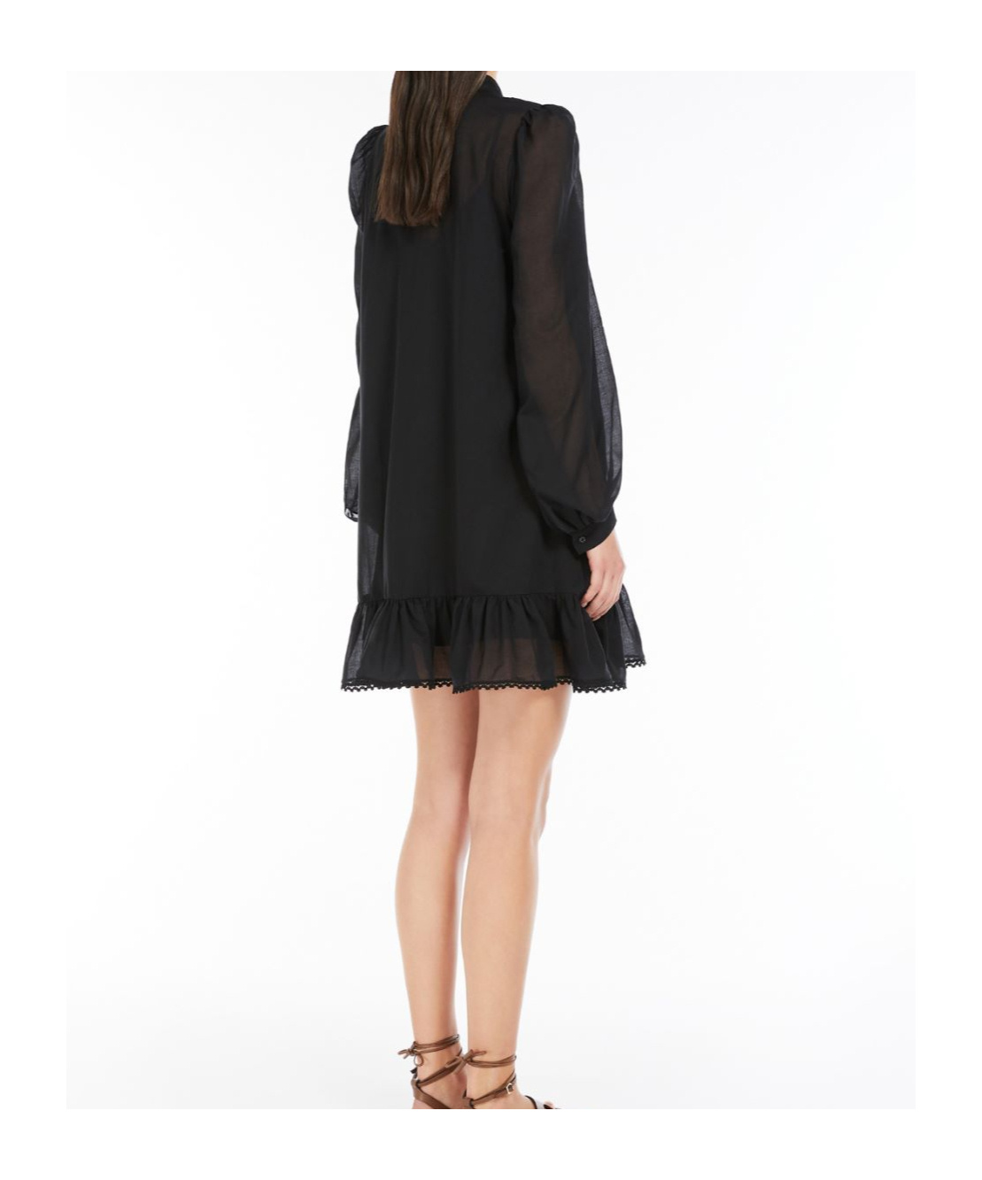 Weekend Max Mara Lace-insert Ruffled Mini Dress In Black