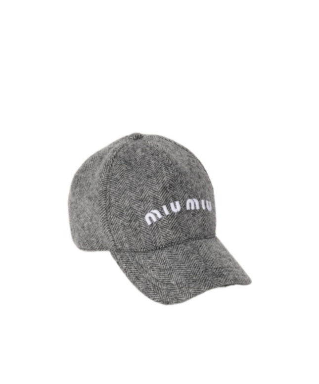 Miu Miu Logo Baseball Cap In Gray