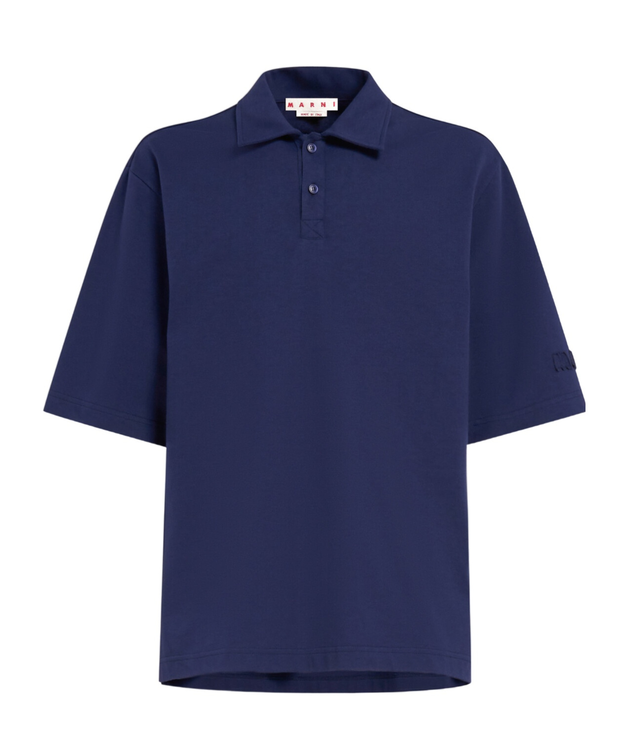 Marni Logo-patch Cotton Polo Shirt In Blue