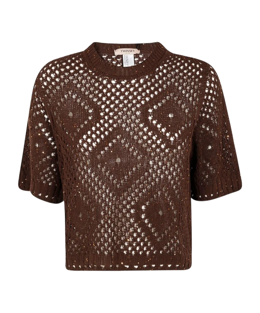 Shop Twinset Open-knit Short-sleeve Top