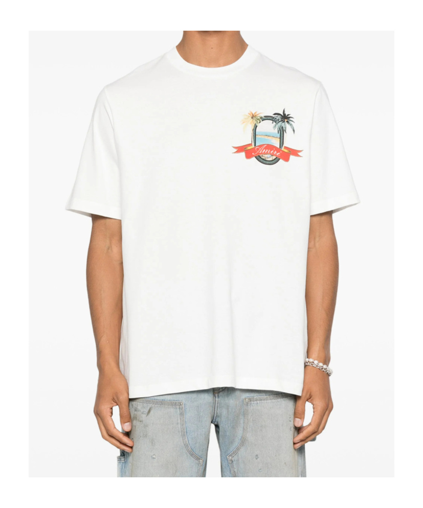 Amiri White Crewneck Printed T-shirt In White