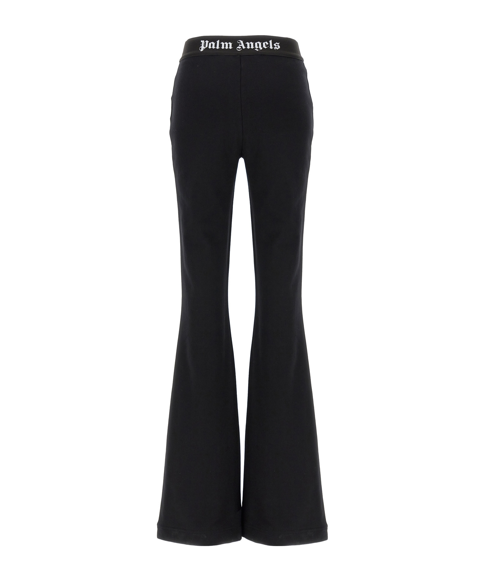 Shop Palm Angels Logo-waistband Flared Leg Pants In Black