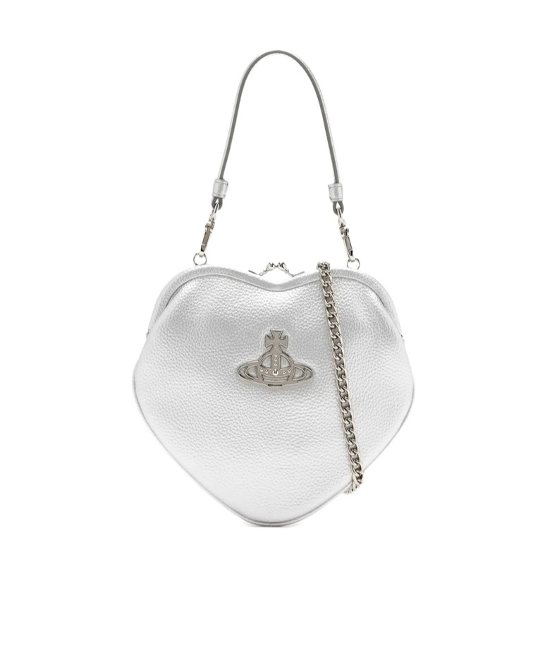 Vivienne Westwood Heart-shaped Orb Shoulder Bag In Silver