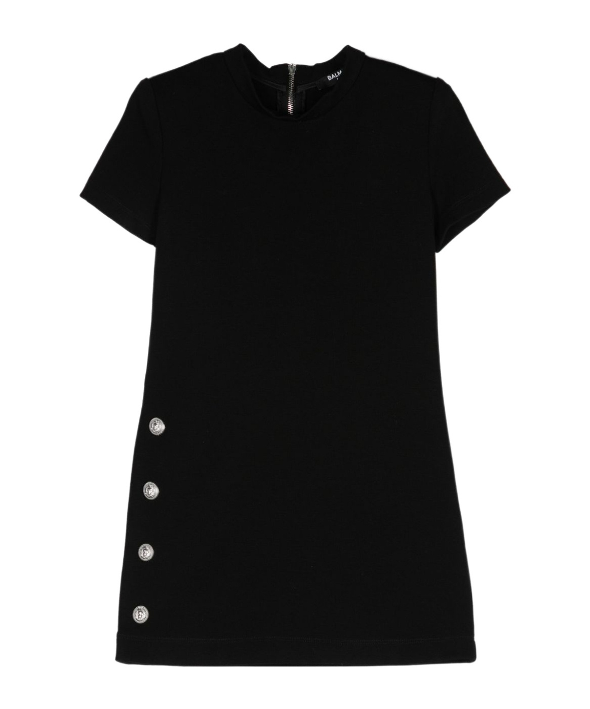 Balmain Embossed-button Dress In Black