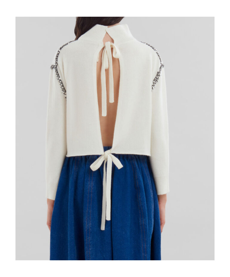 Marni Off-white Wool Cashmere Wrap Sweater In White