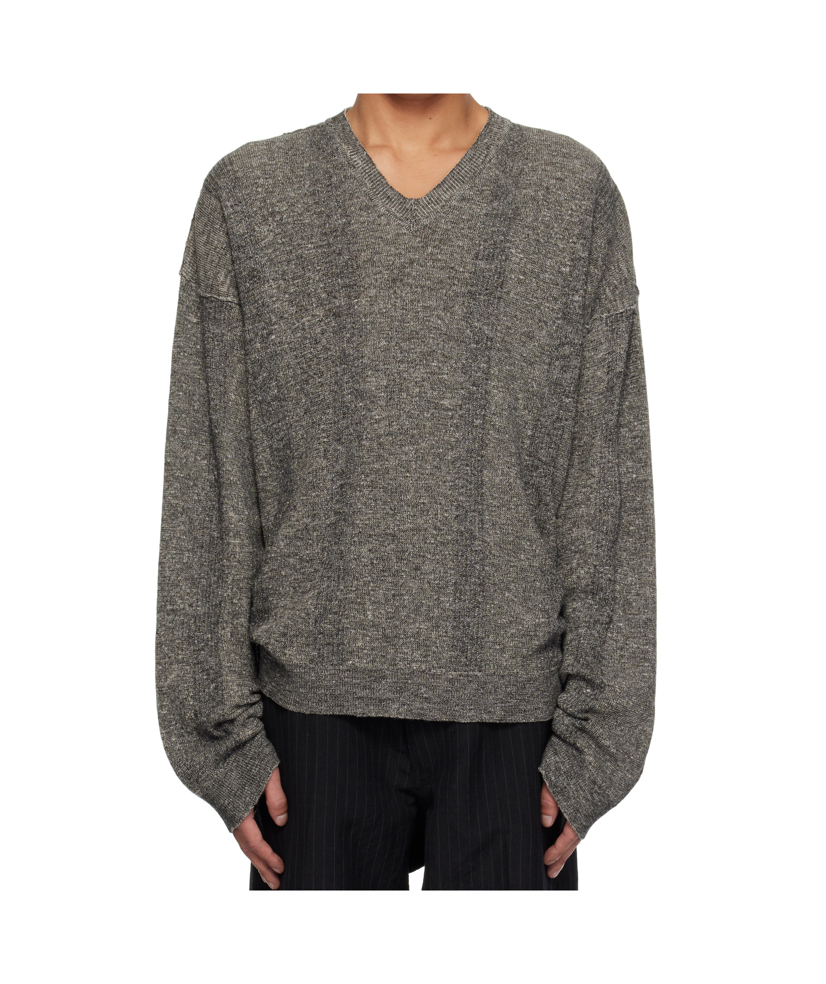 Maison Margiela V-neck Skintwear In Grey Linen And Cotton In Gray
