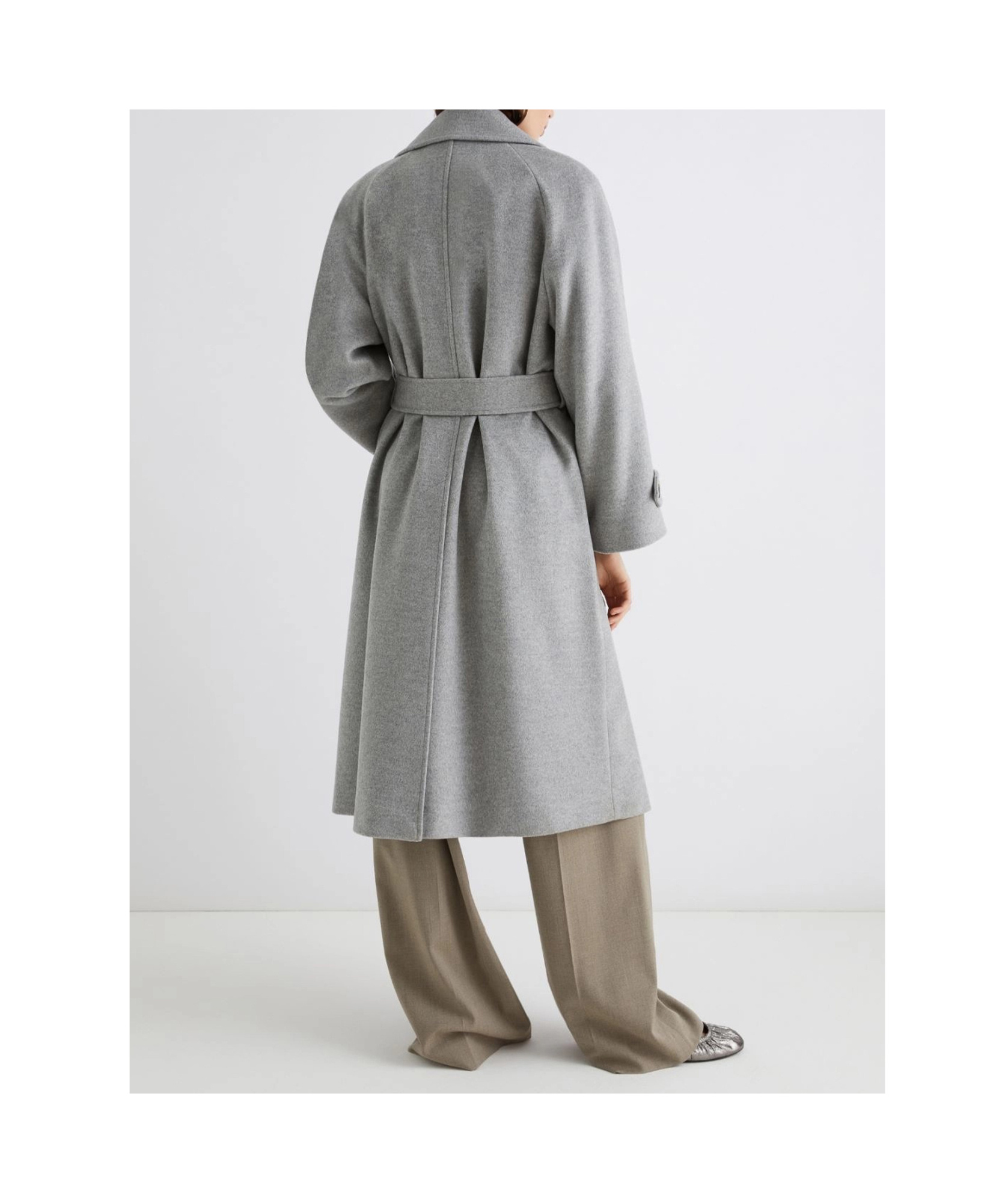 Marella Wool And Cashmere Broadcloth Coat In Gray