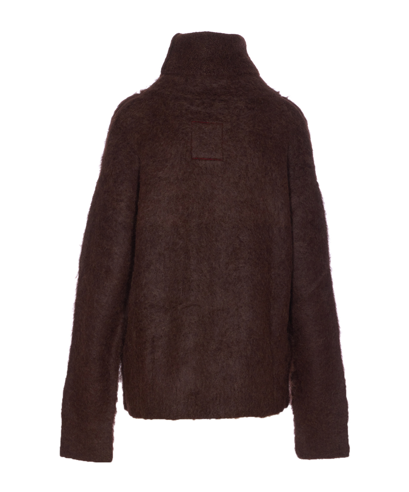 Uma Wang Soft Alpaca High Neck Oversized Knit Sweater In Brown