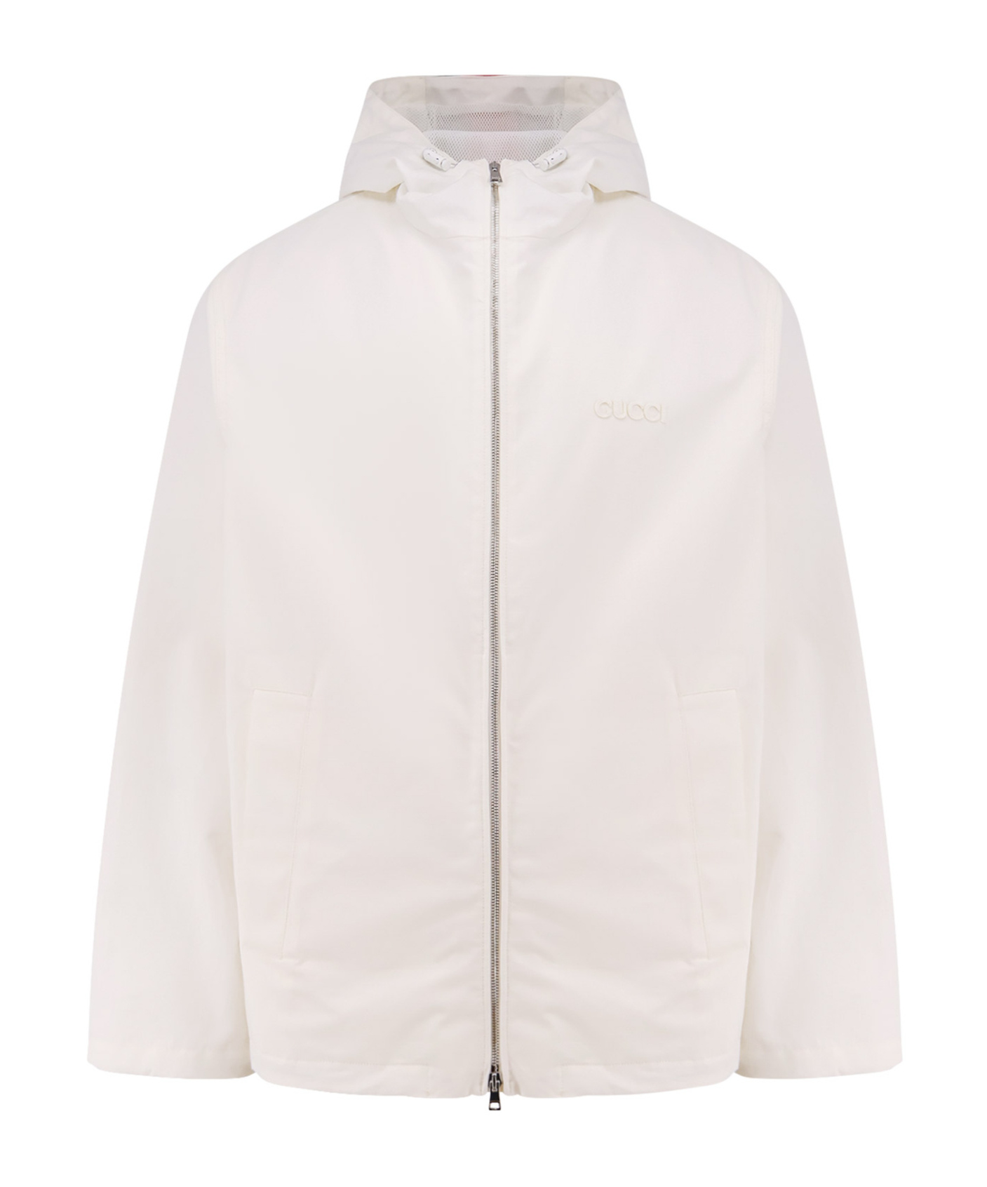 Gucci Cotton Web Hooded Drawstring Jacket In White