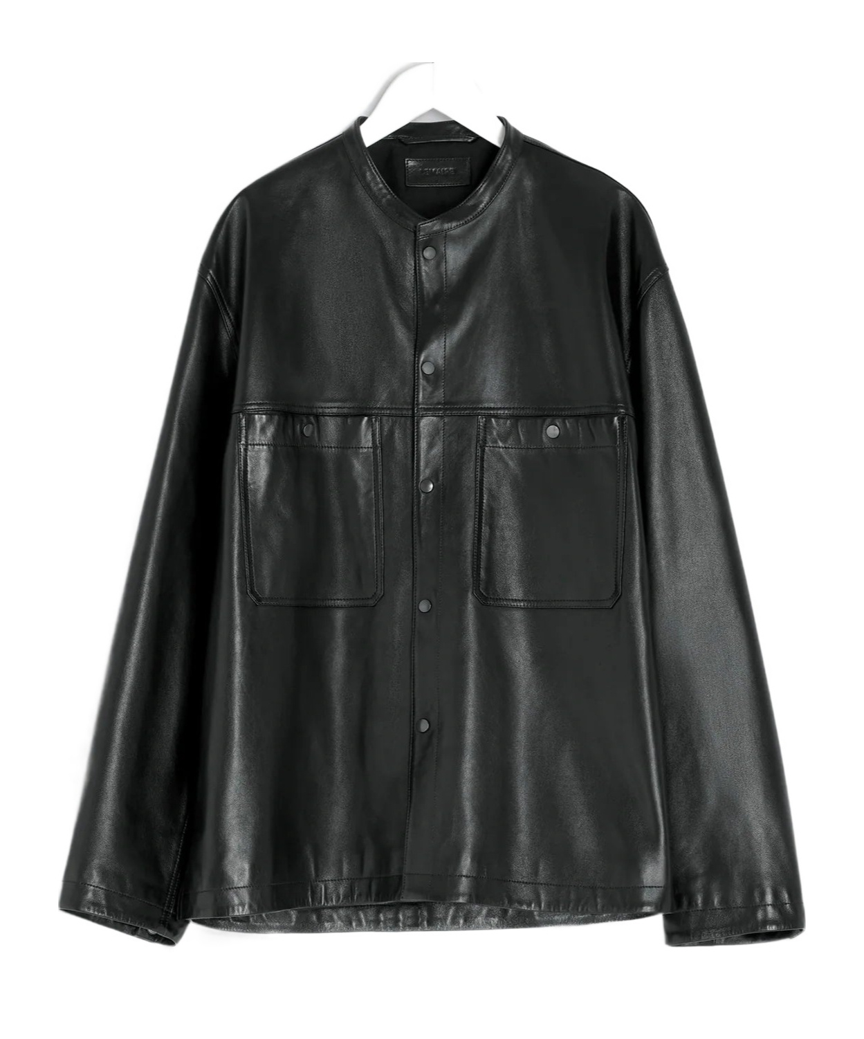 Lemaire Snap-closure Patch-pocket Leather Overshirt In Black