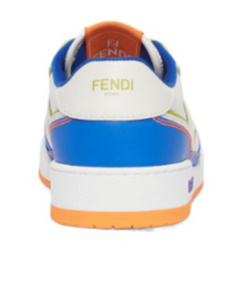 Shop Fendi Match Leather Sneakers In White