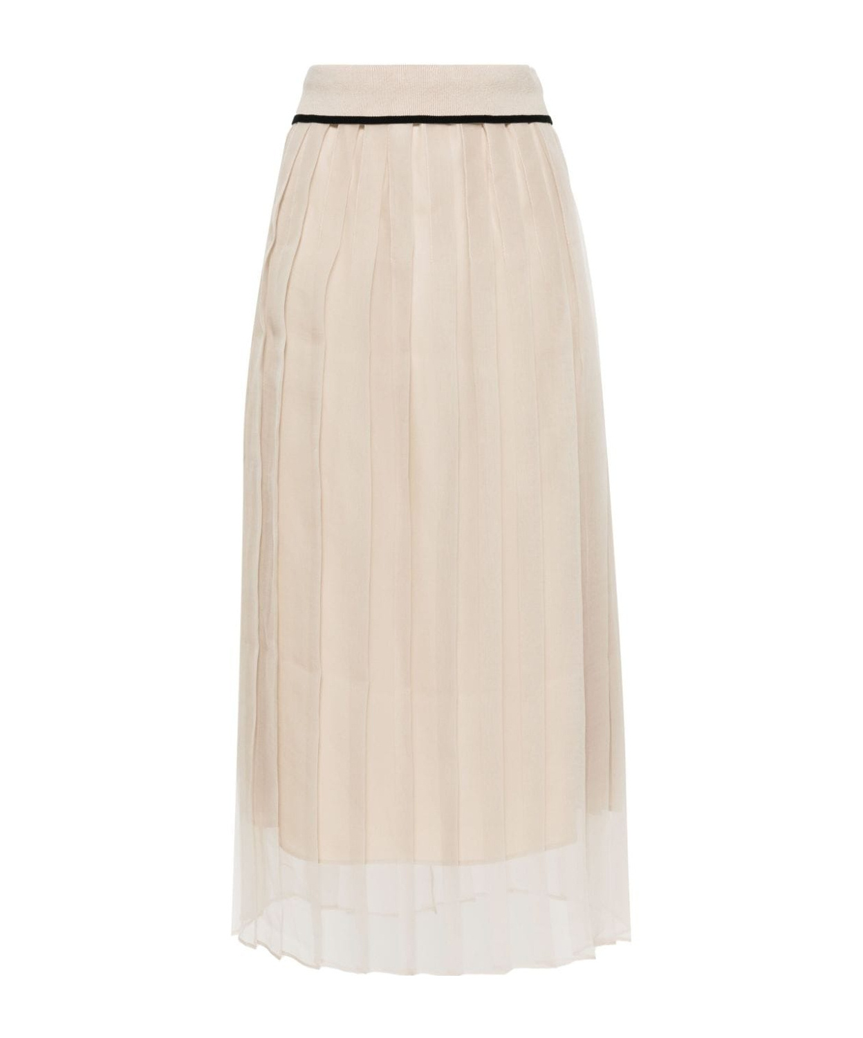 Brunello Cucinelli High-waisted Silk Skirt In Nude