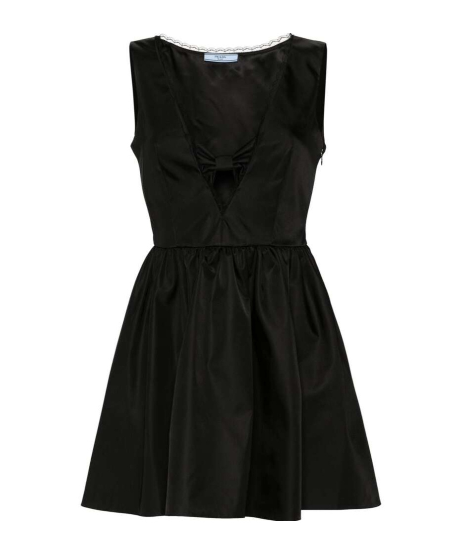 Prada Re-nylon Bow-detail Mini Dress In Black