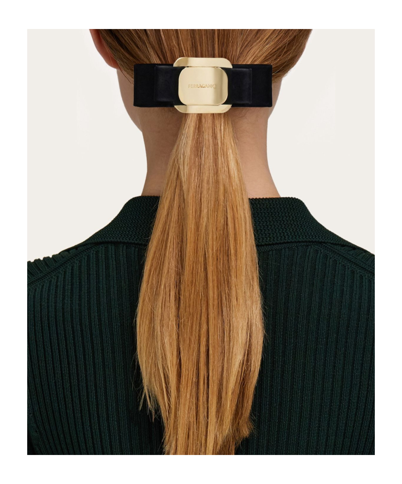 Ferragamo Vara Bow Leather Hair Clip In Black