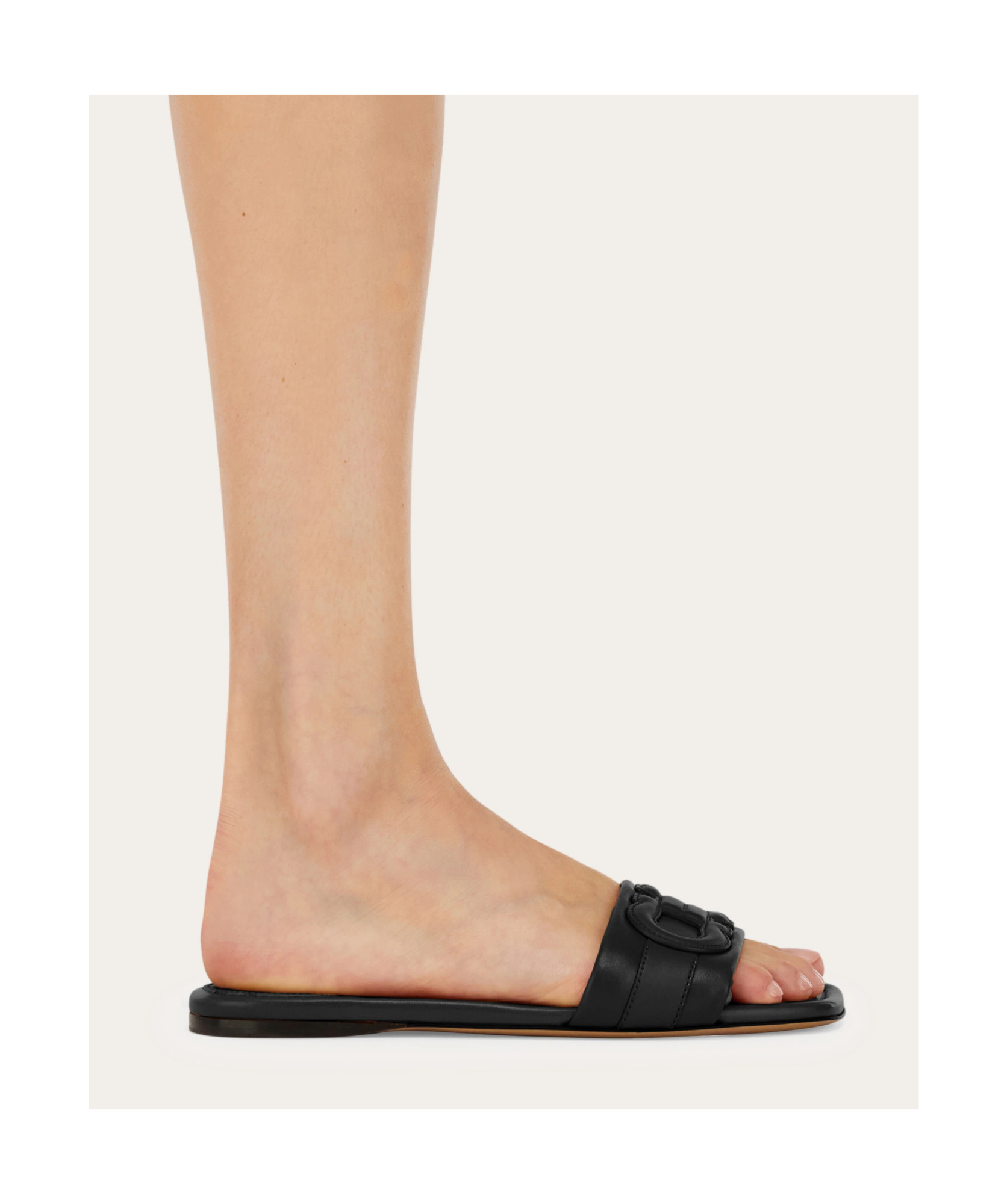 Ferragamo Liss Black Sandals With Embossed Logo On The Band And Square Toe In Leather Woman In Black