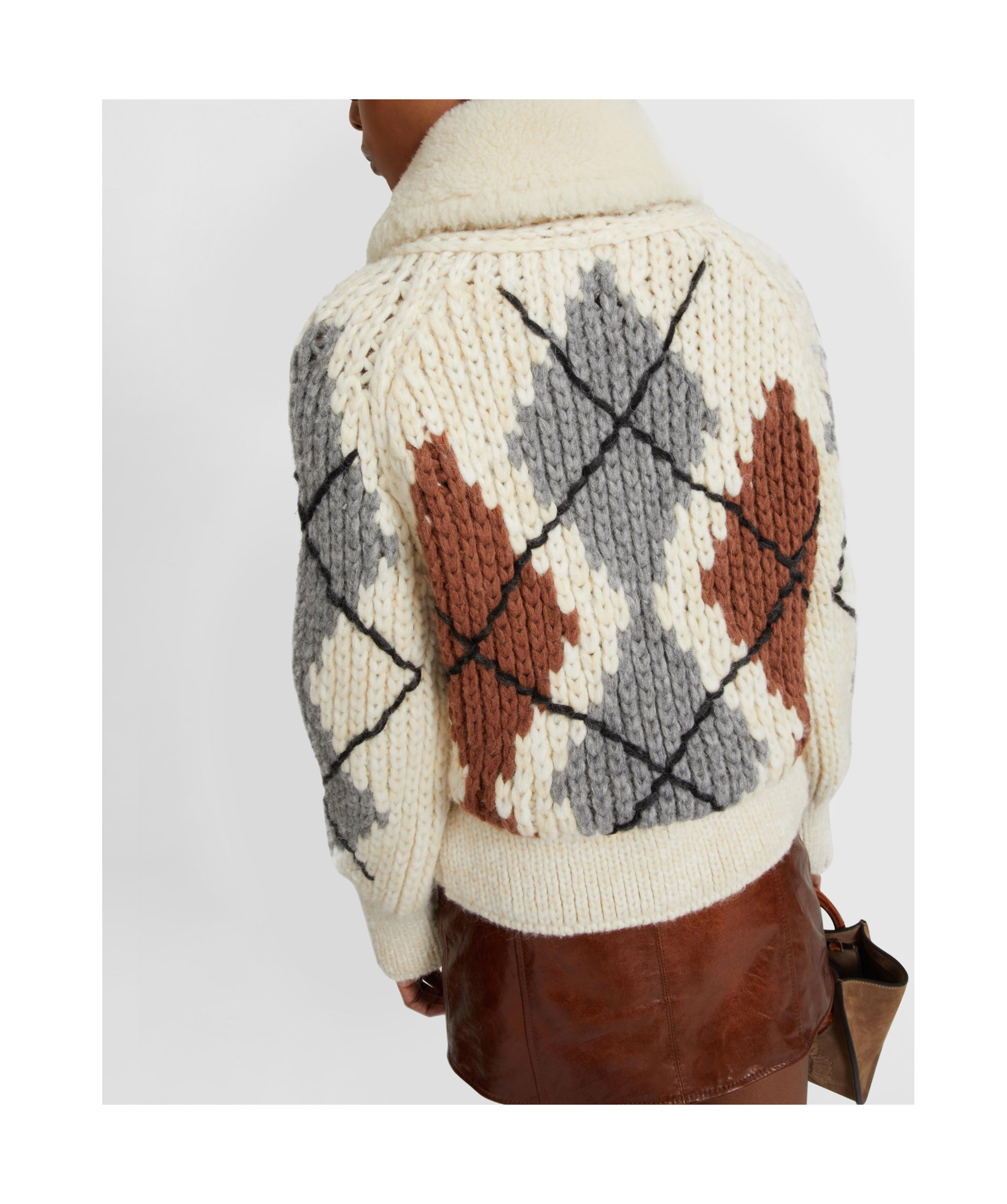 Ermanno Scervino Shearling-collar Cardigan In White