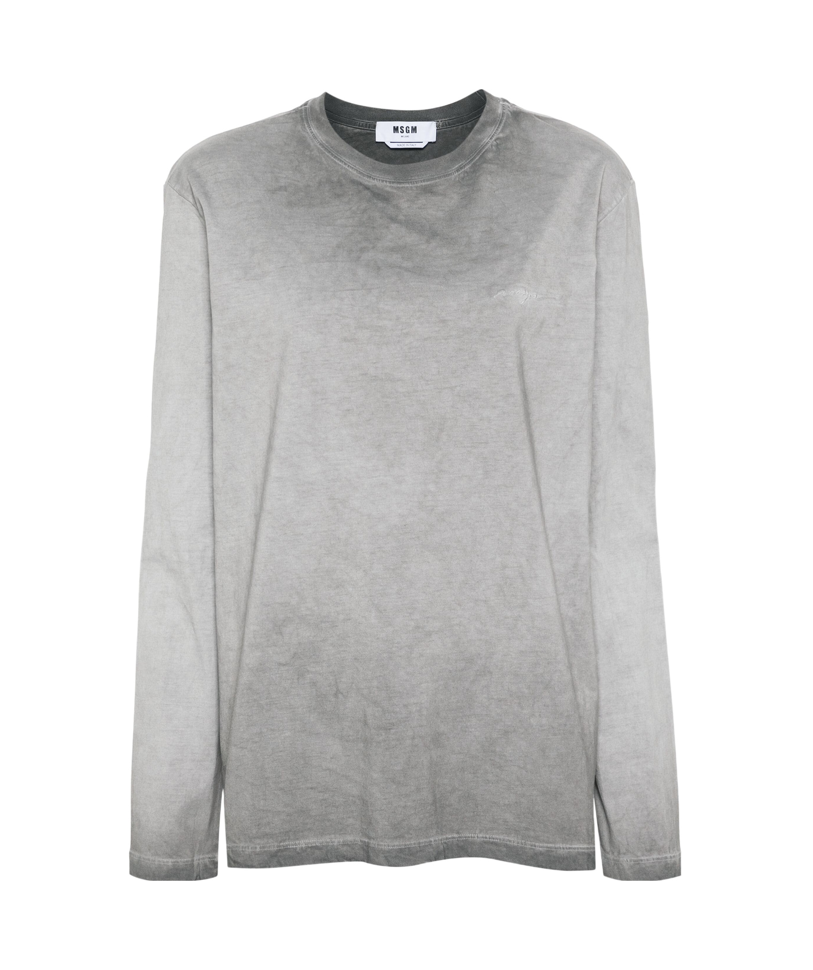 Msgm Logo-embroidered Cotton T-shirt In Gray