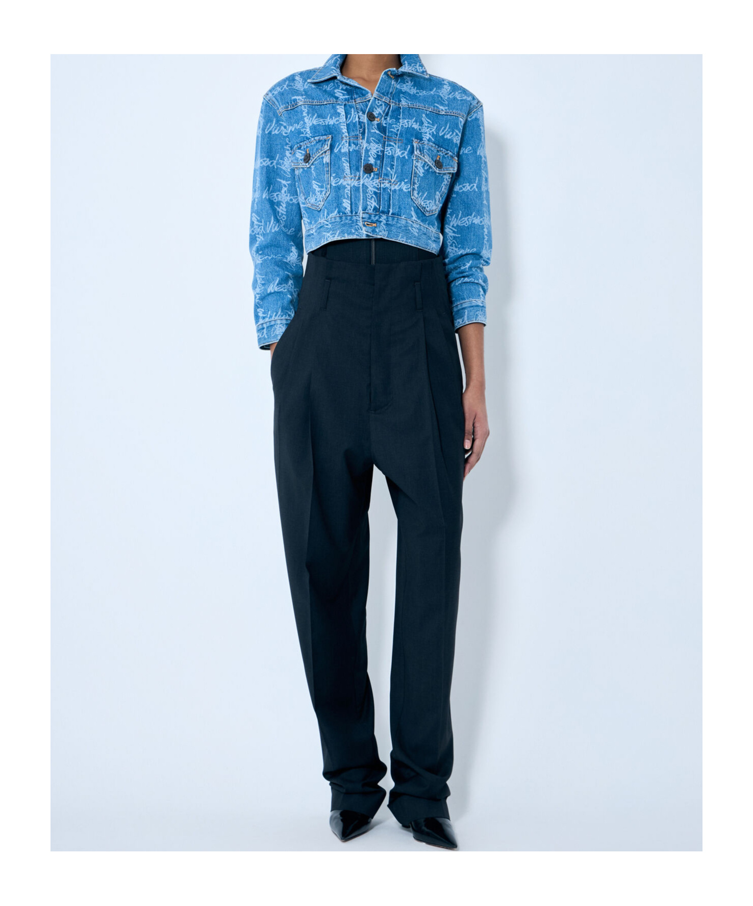 Vivienne Westwood Cropped Indigo Blue Jacket With Flap Pockets In Blue