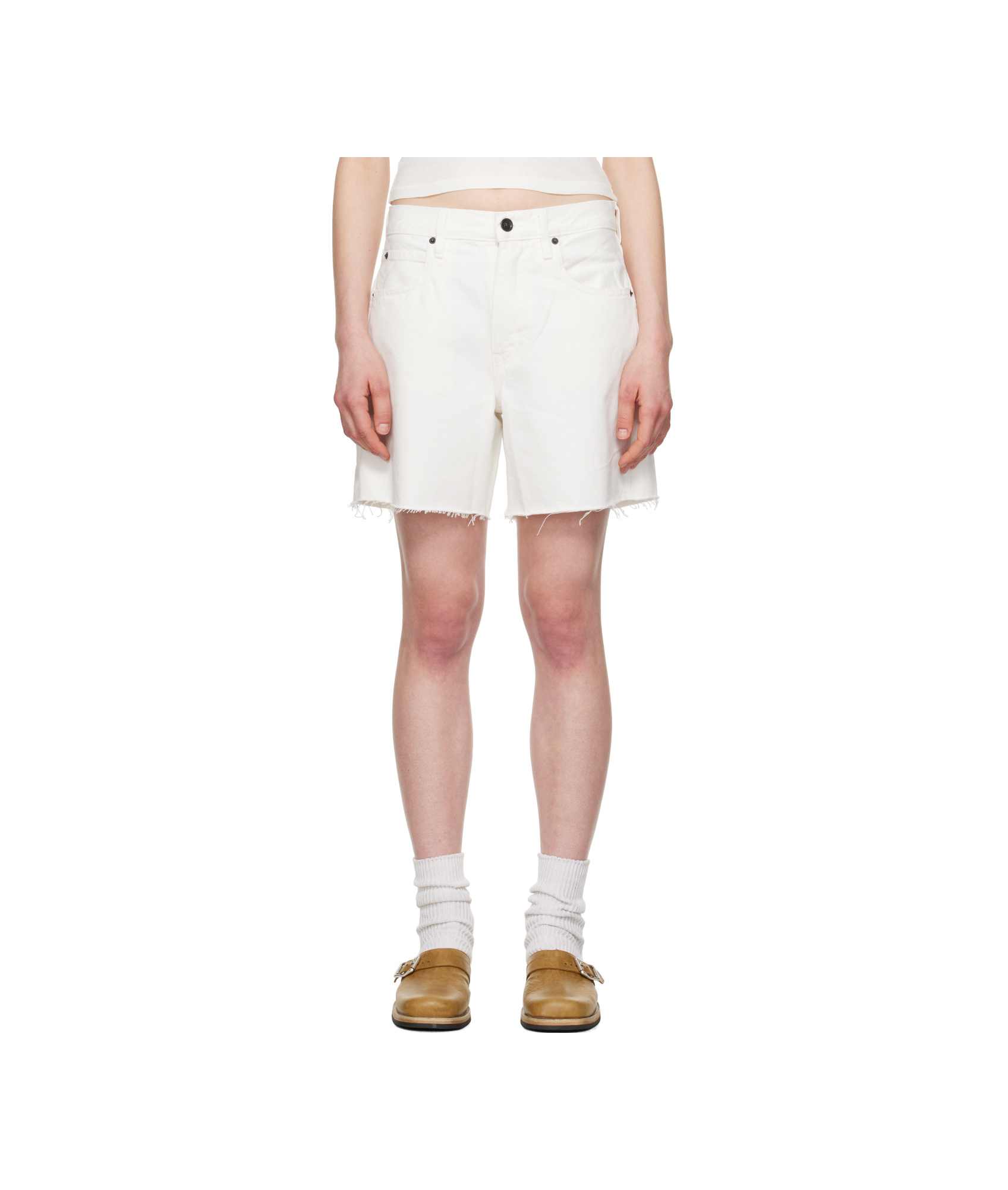 Slvrlake Sienna High-waisted Denim Shorts In White