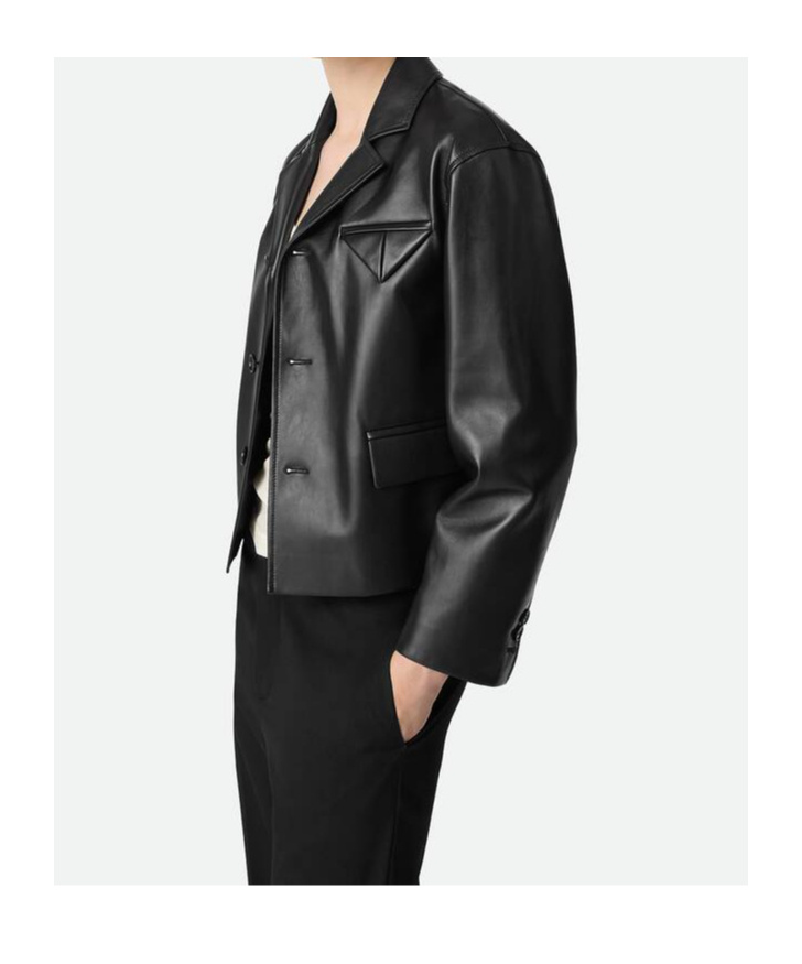 Bottega Veneta Leather Kimono Blouson In Black