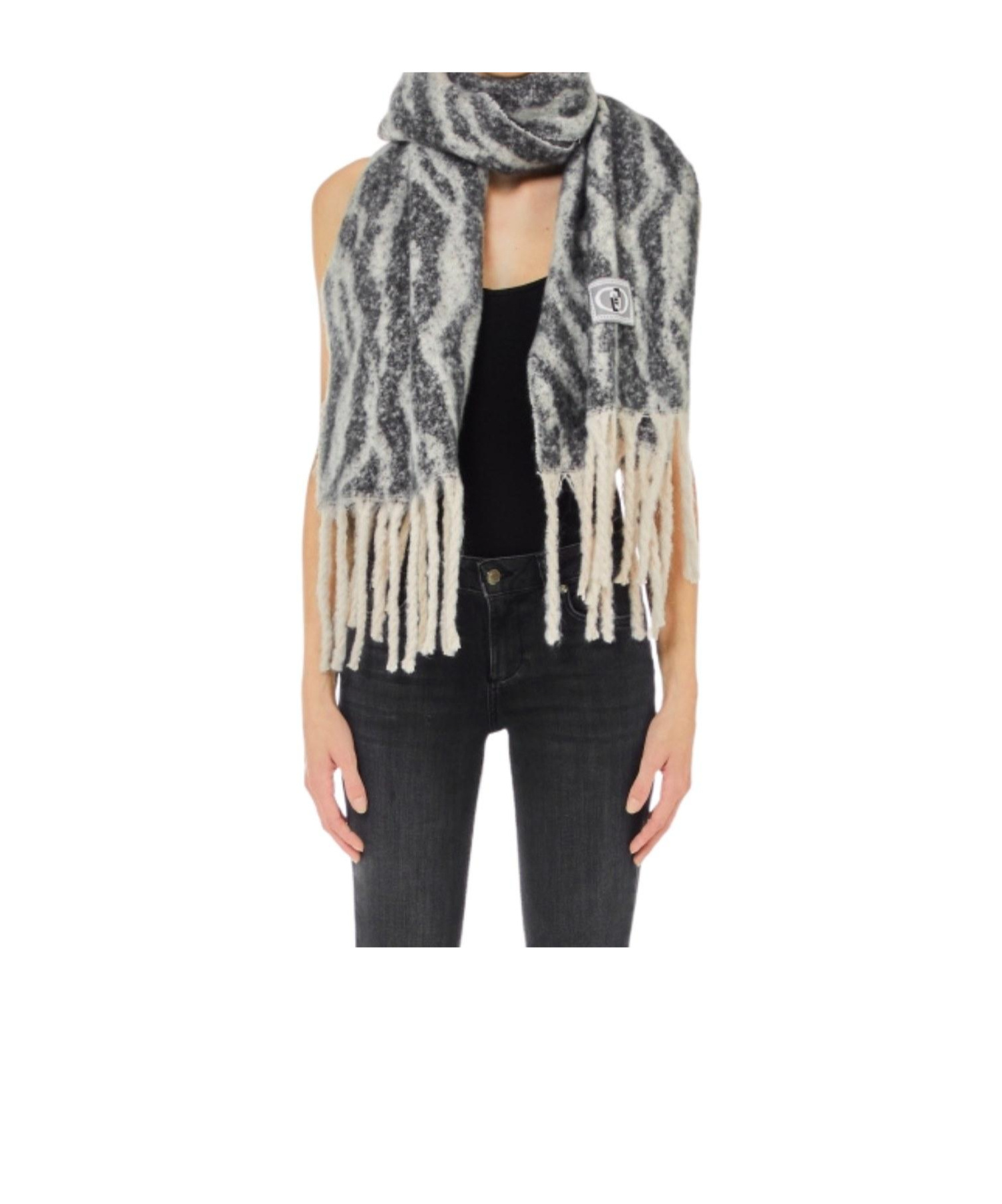 Shop Liu •jo Fringed Scarf In White