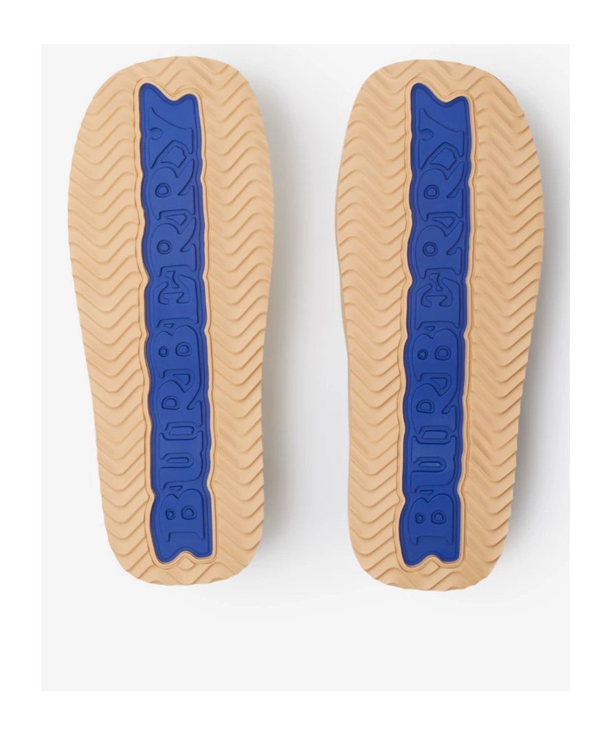 Burberry Ekd Slab Leather Slides In Nude