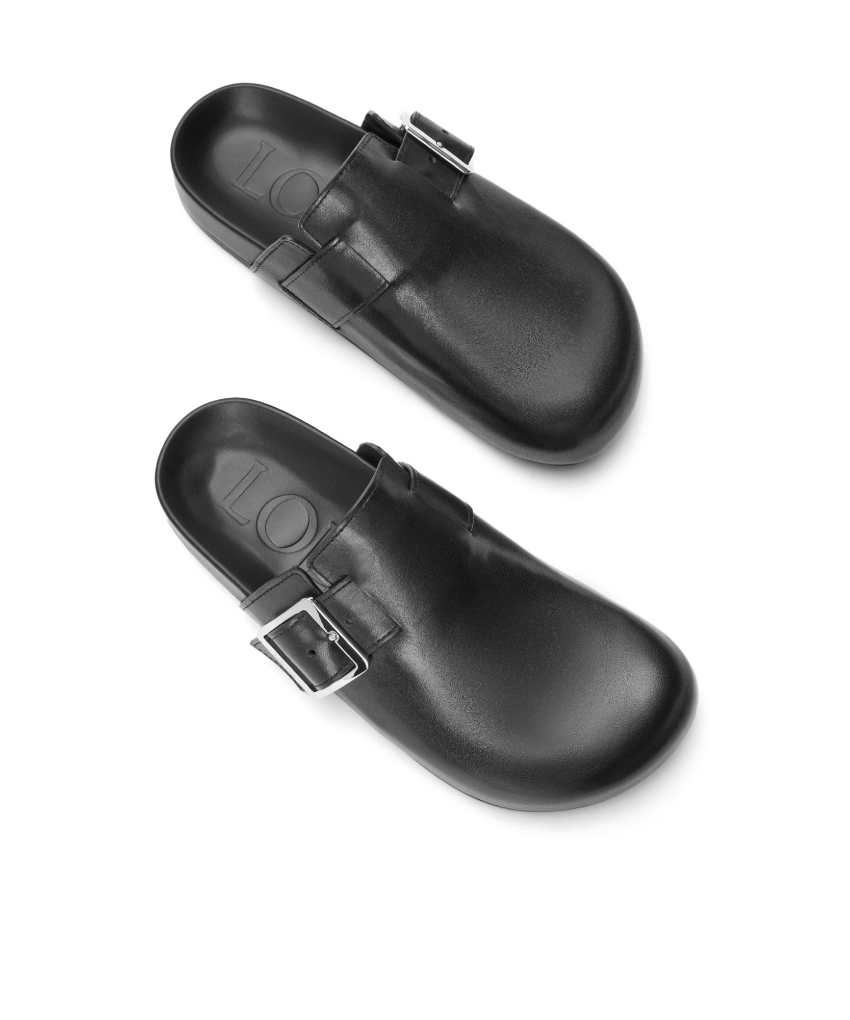 Loewe Ease Buckle Brushed Leather Clogs In Black
