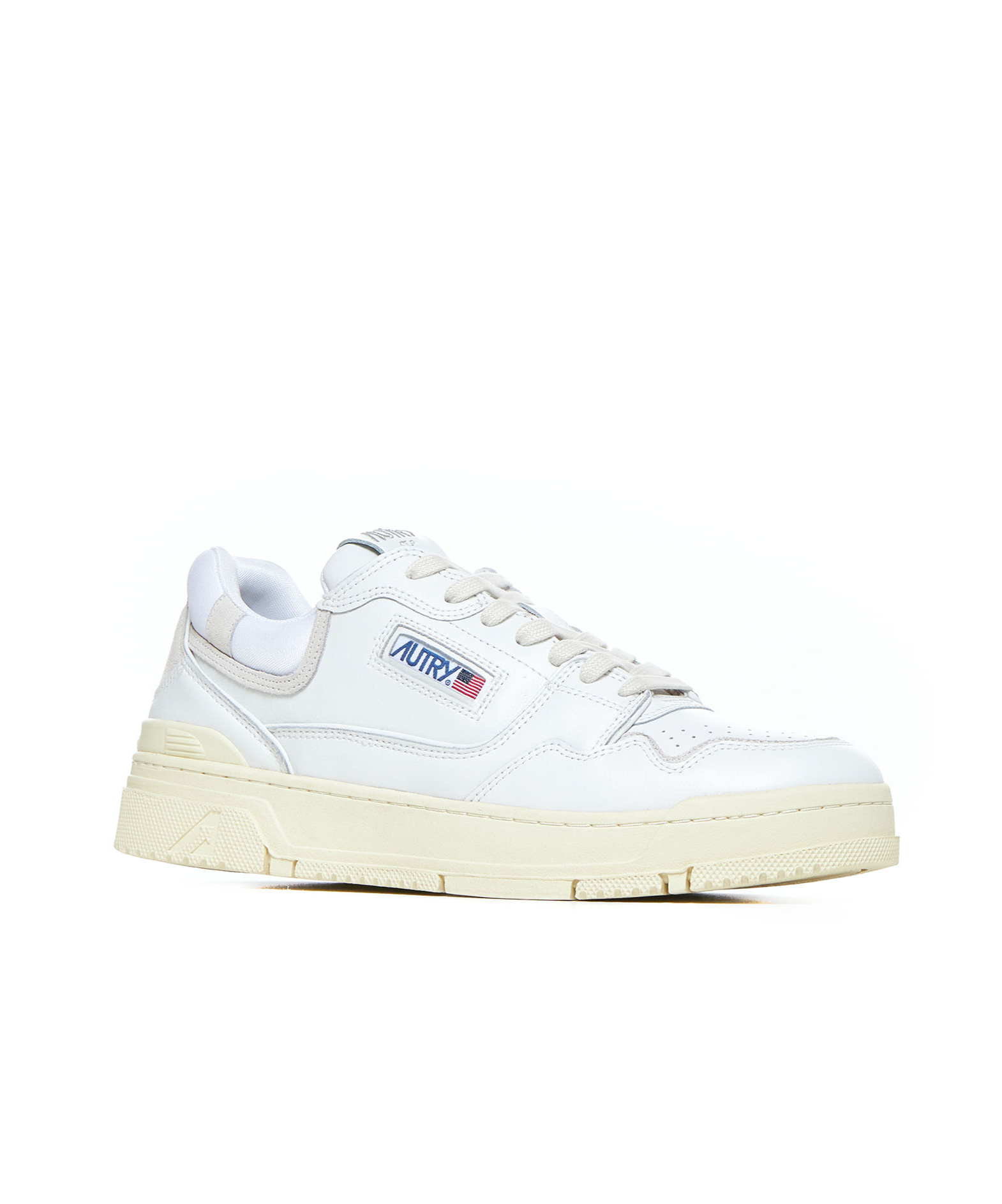 Autry 'clc' White Low Top Sneakers With Logo Patch On Tongue And Side In White