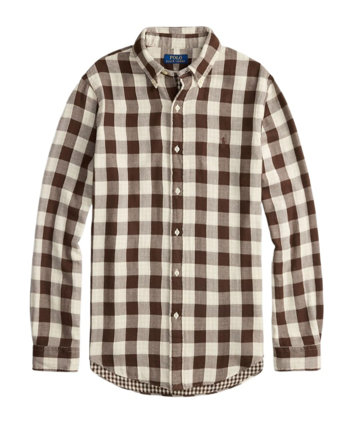 Polo Ralph Lauren Button-down Collar Logo-embroidered Checked Cotton Shirt In Brown