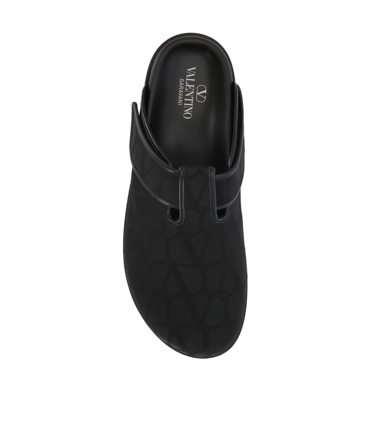 Valentino Men's Sabot With Toile Iconographe Motif In Black