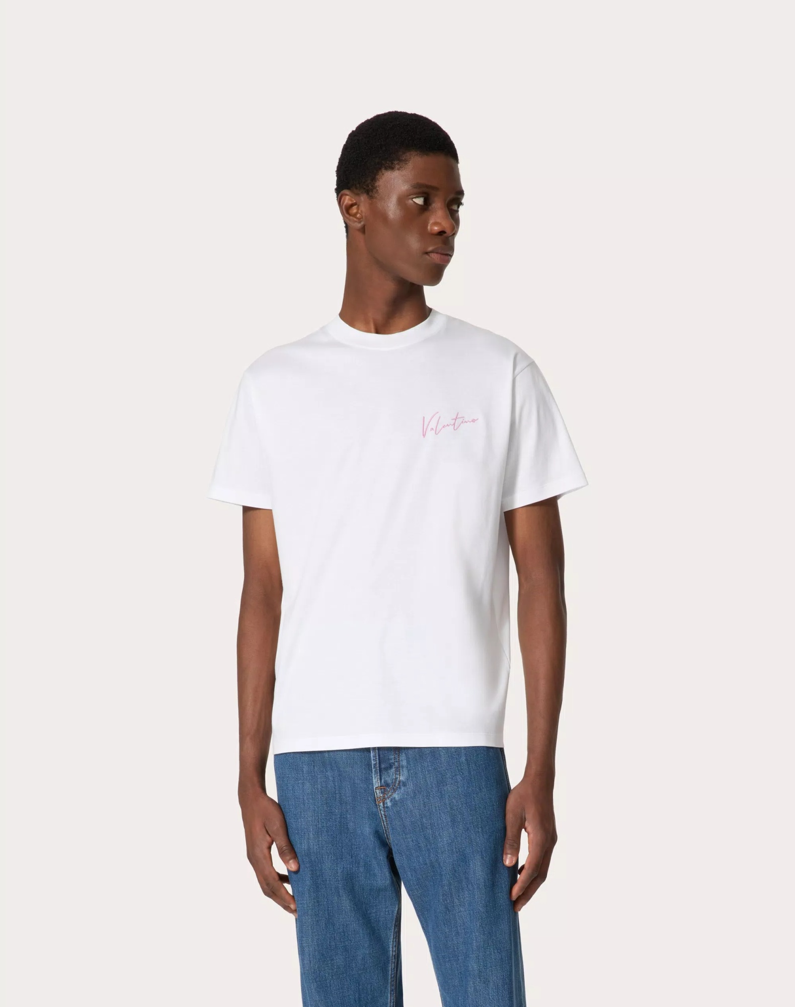 Valentino Crewneck Embroidered Graphic T-shirt In White