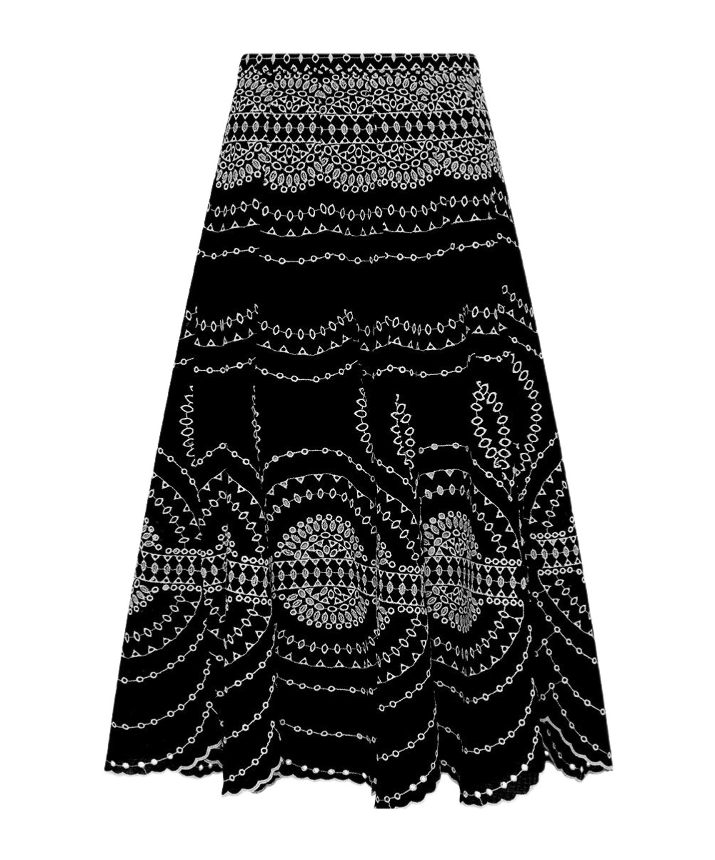 Charo Ruiz Black And White Cotton Skirt In Black