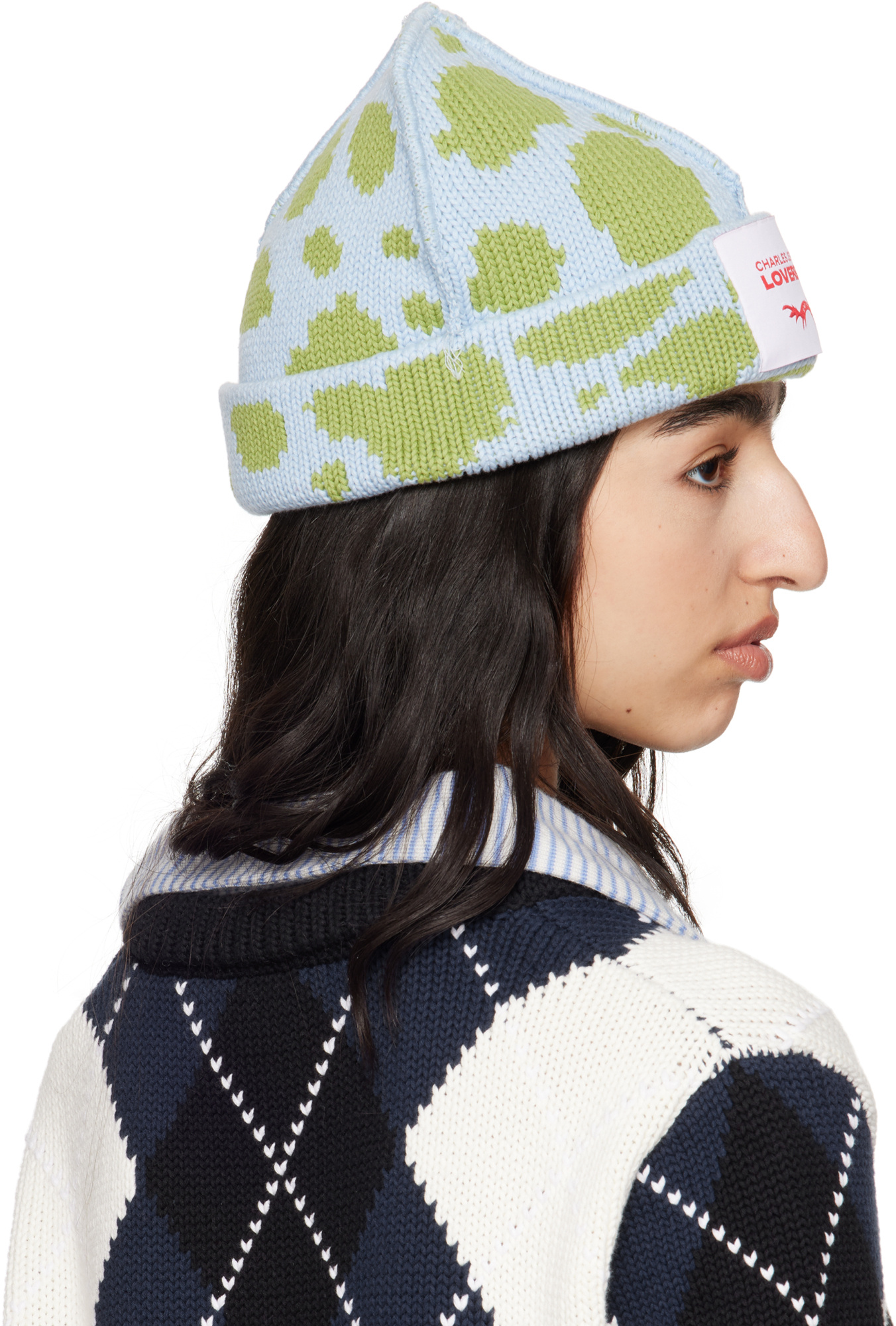 Charles Jeffrrey Loverboy Loverboy Beanie In Blue/green Dots