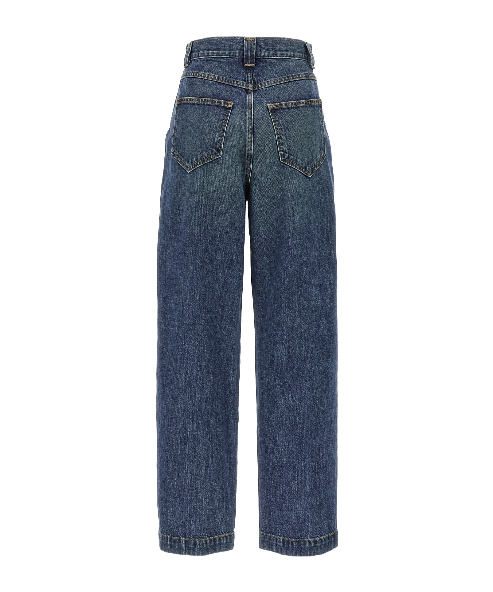 Khaite Hewey Cropped High-rise Wide-leg Jeans In Blue