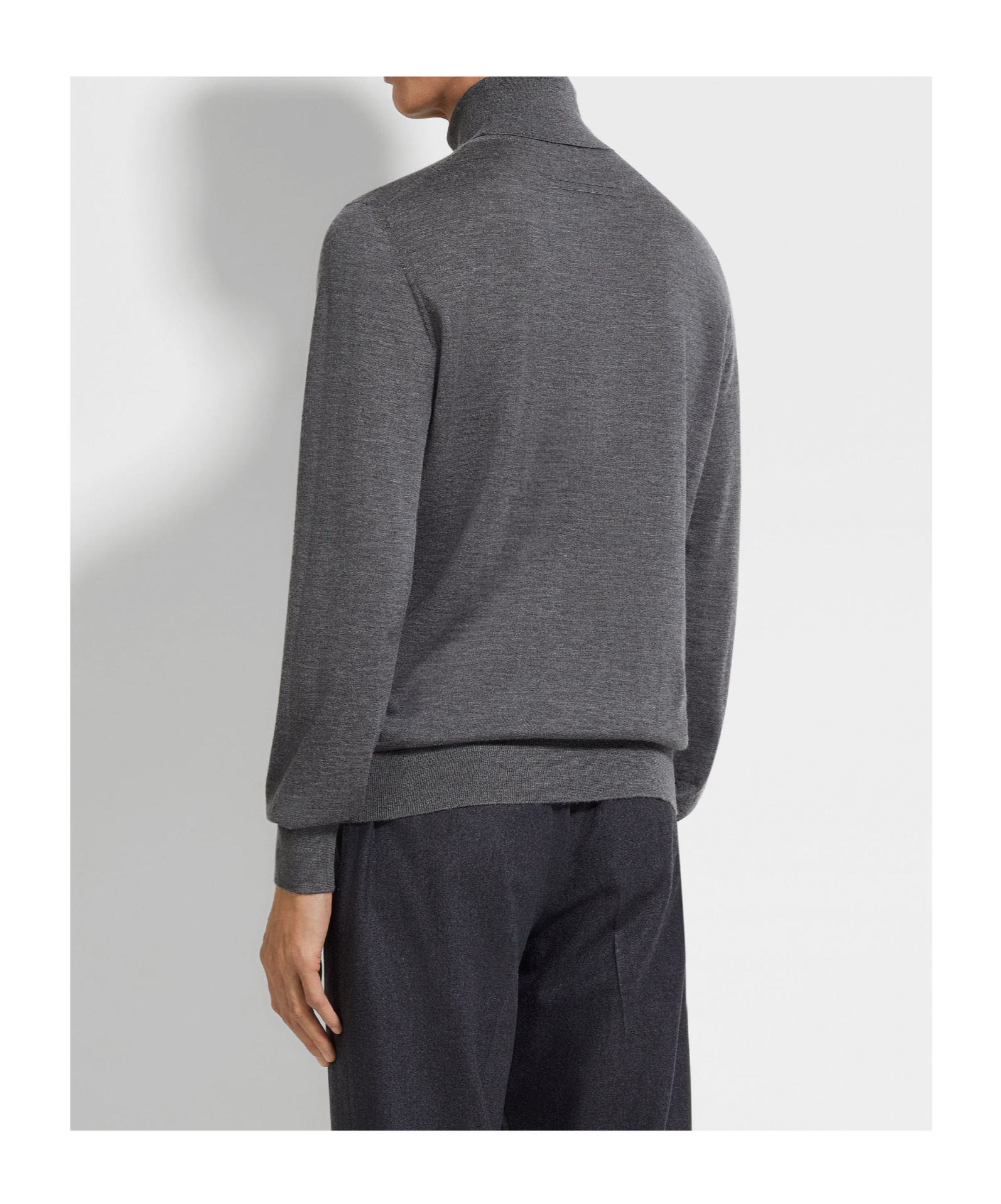 Zegna Cashmere Silk Turtleneck Knit Sweater In Gray
