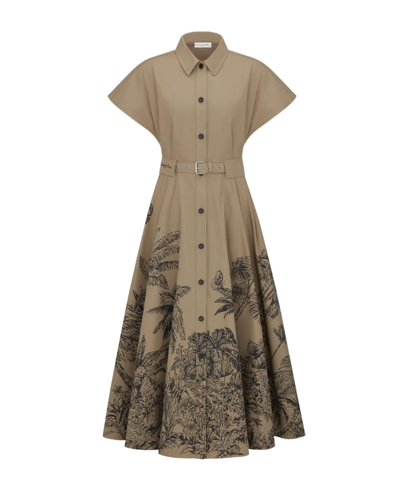 Dior Iviera Mid-length Belted Shirtdress In Brown