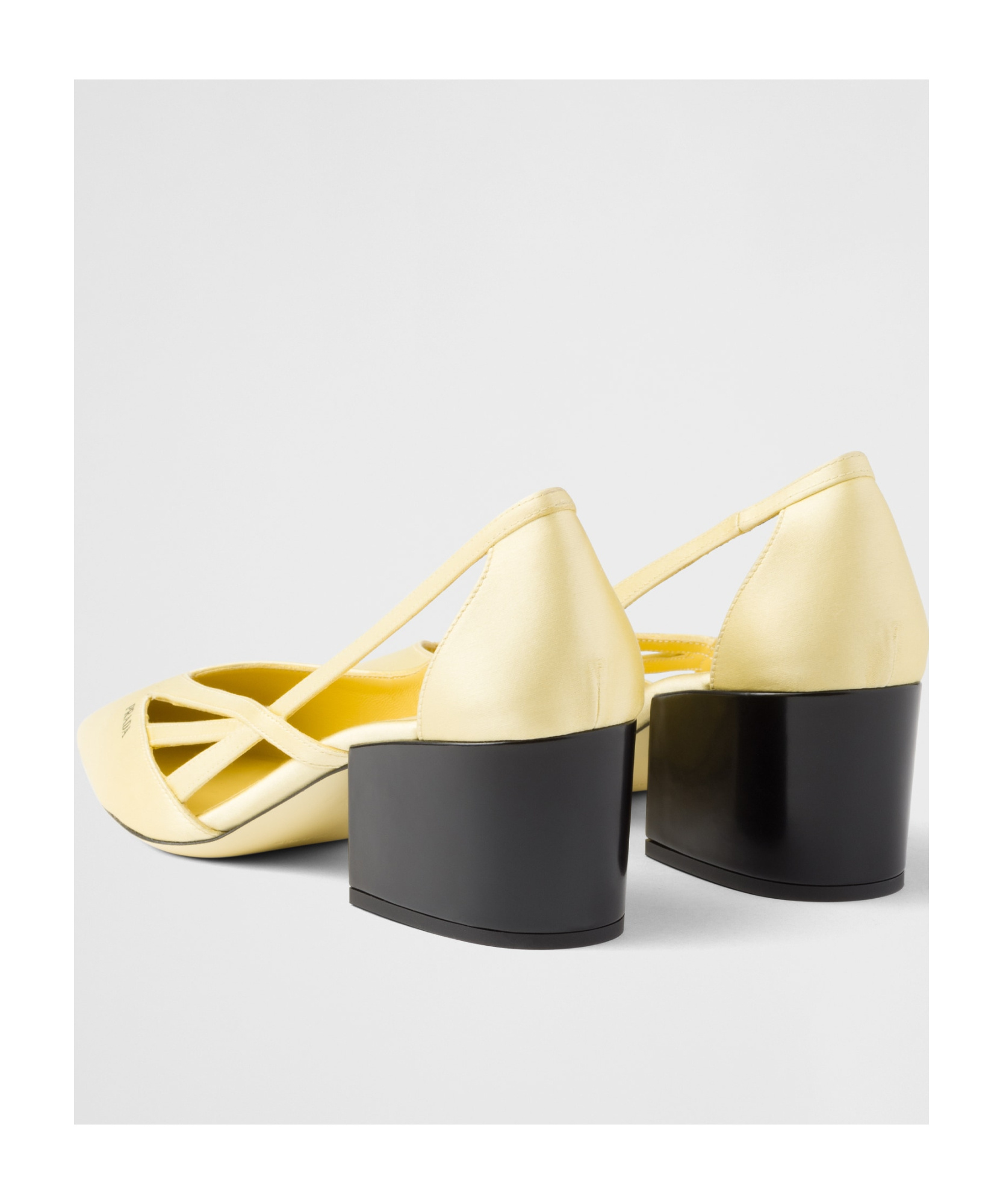 Prada 55 Satin Cut-out Pumps In Yellow