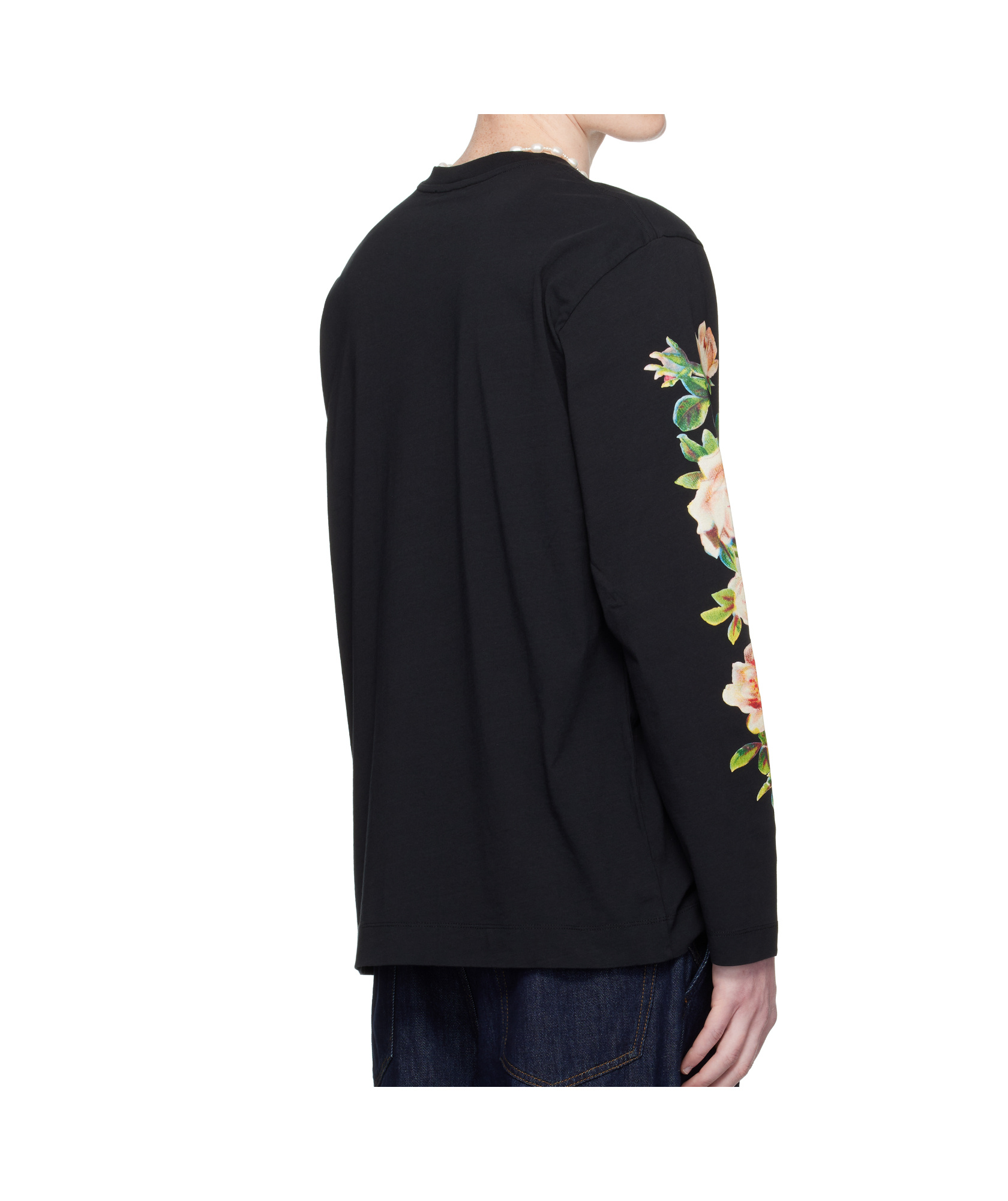 Simone Rocha Rose Bouquet Long Sleeve T-shirt In Black
