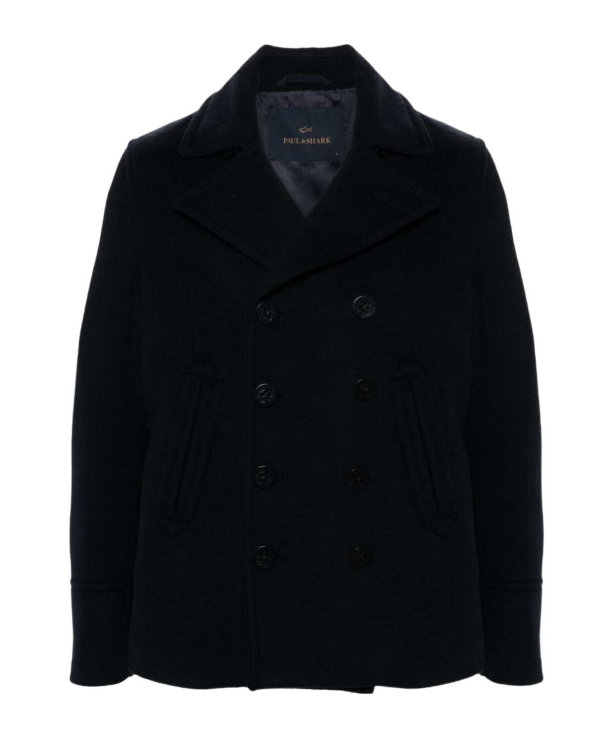 Paul & Shark Double Breasted Coat In Black