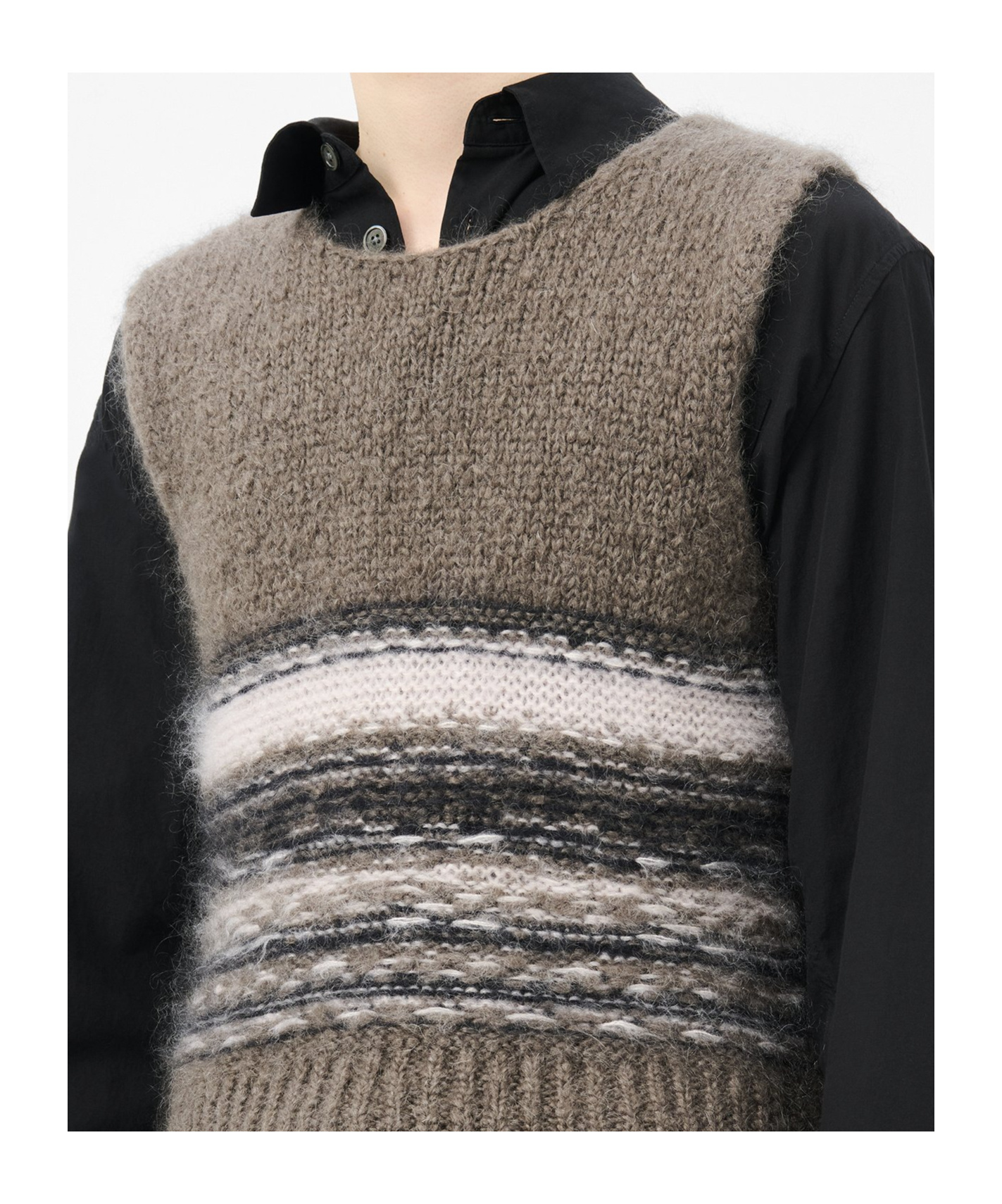 Our Legacy Pleaser Striped Wool-blend Sweater Vest In Brown