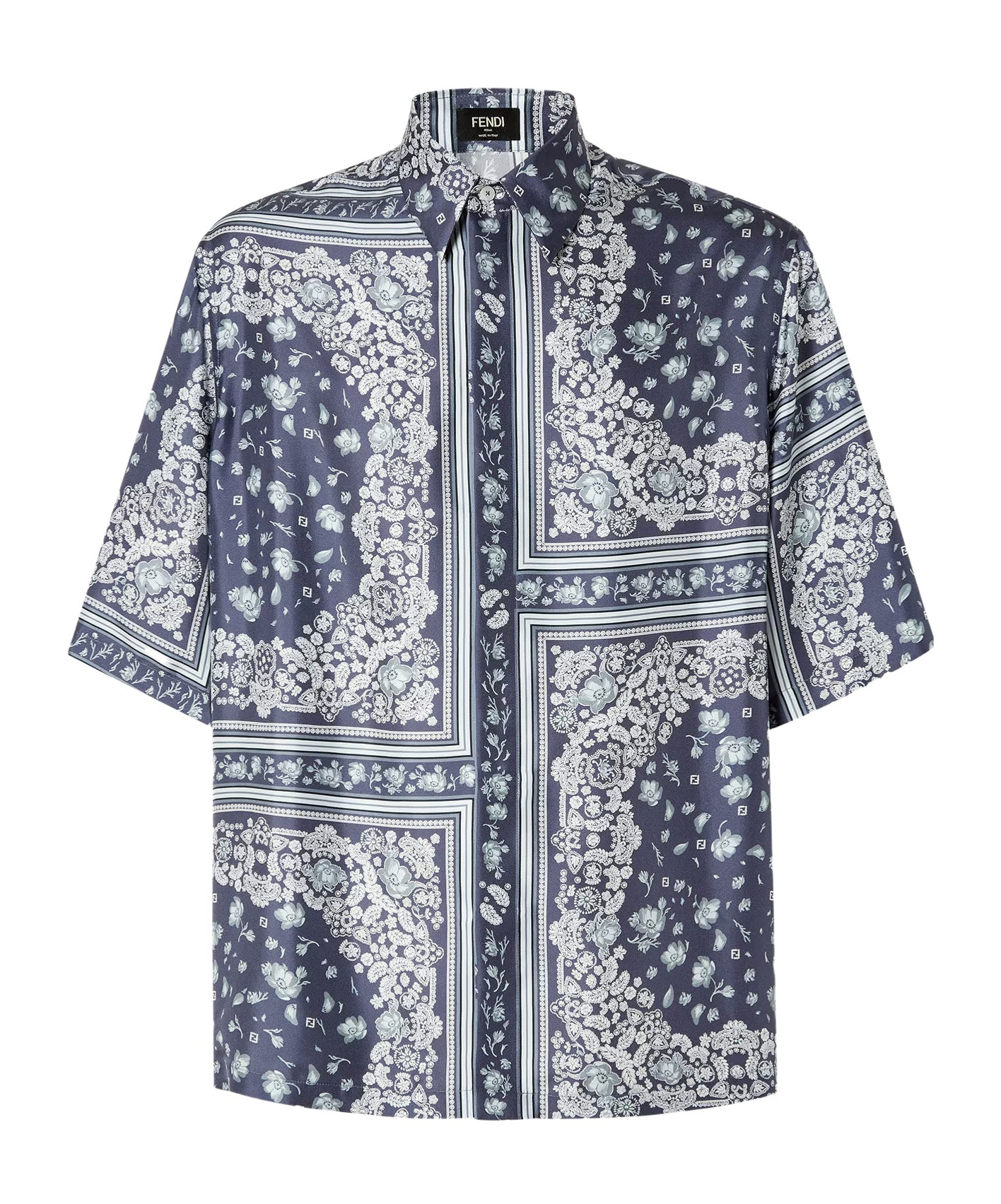 Fendi White And Blue Silk Shirt