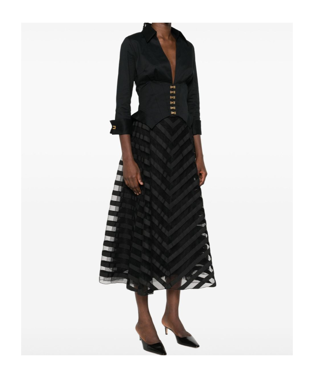 Elisabetta Franchi V-neck Blouse In Black