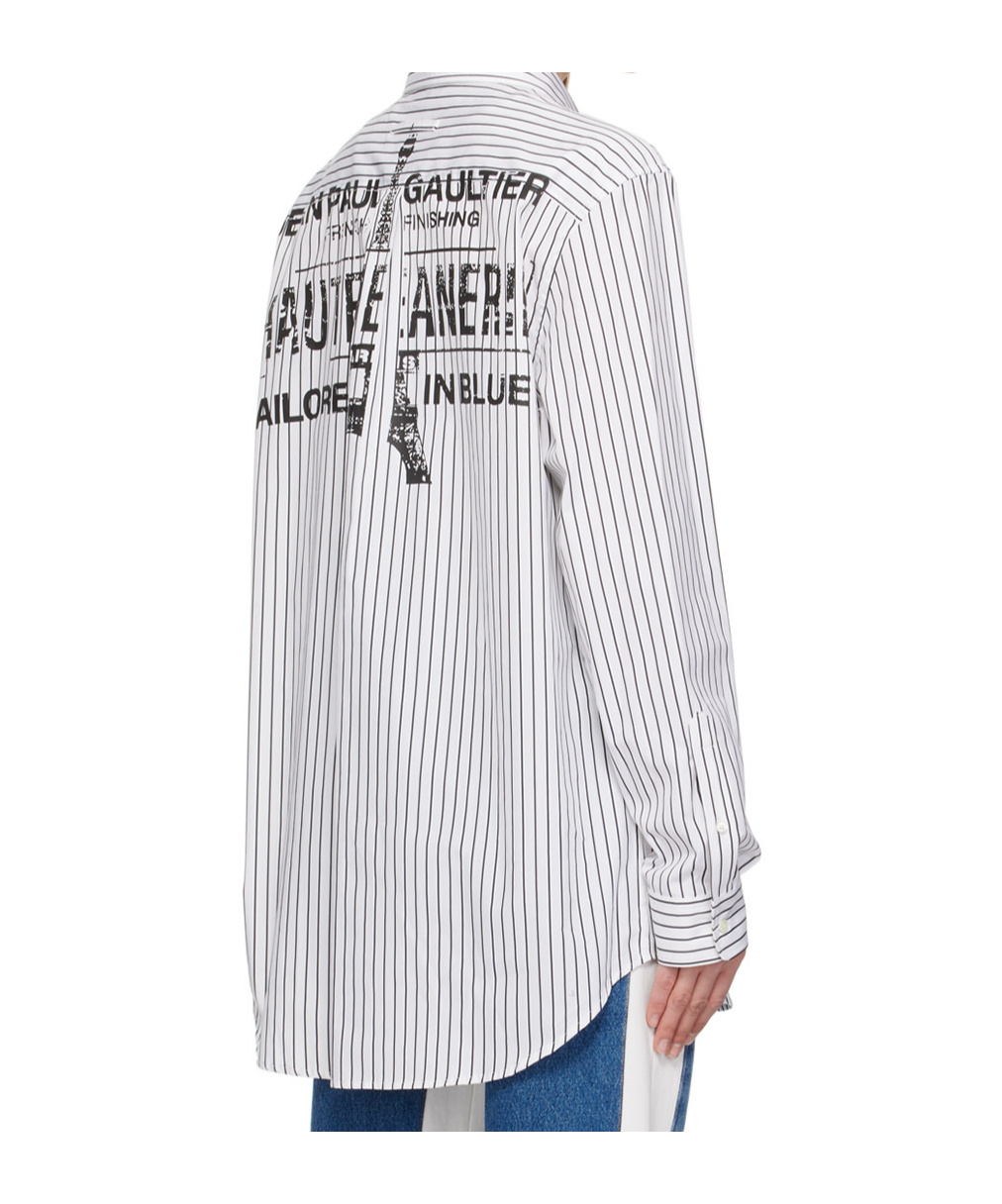 Jean Paul Gaultier Haute Jeannerie Stripe-pattern Oversized-fit Cotton In White
