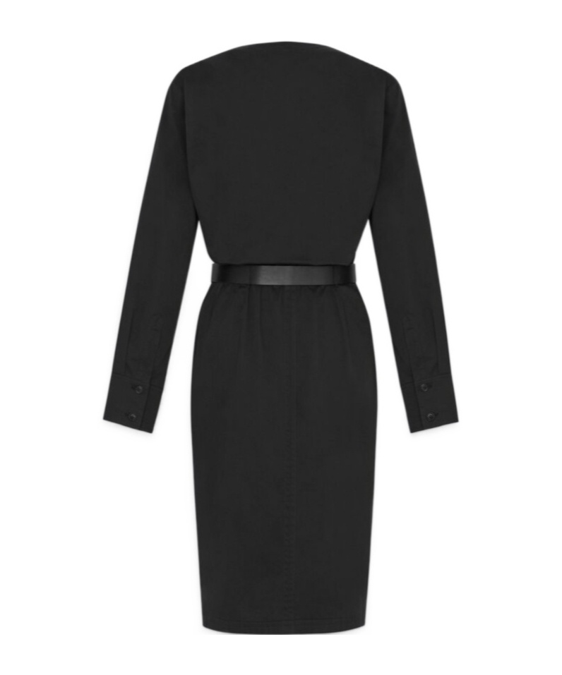 Saint Laurent Belted Wrap Midi Dress In Black