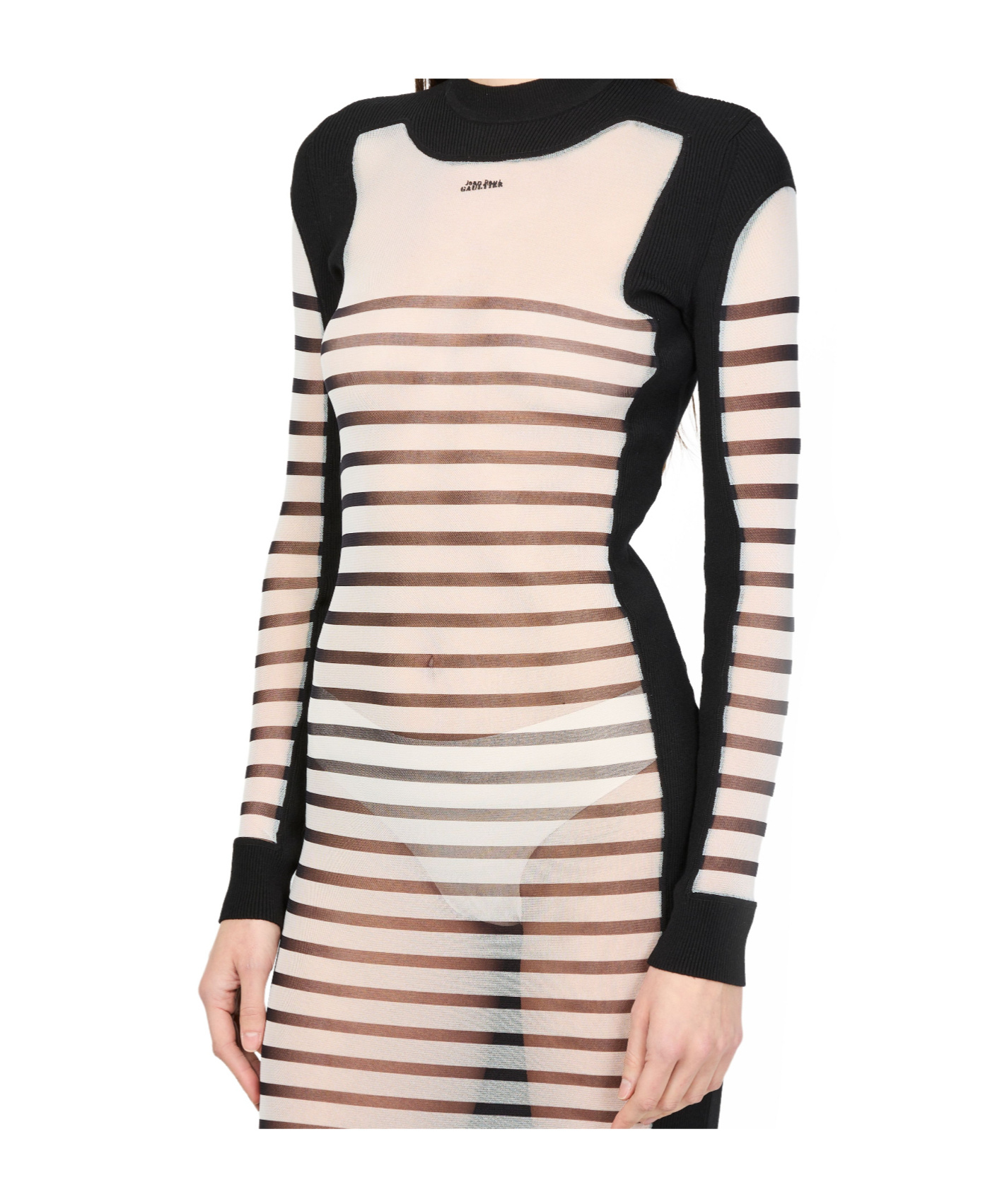 Jean Paul Gaultier Striped Dress Featuring Contrast Panels In White