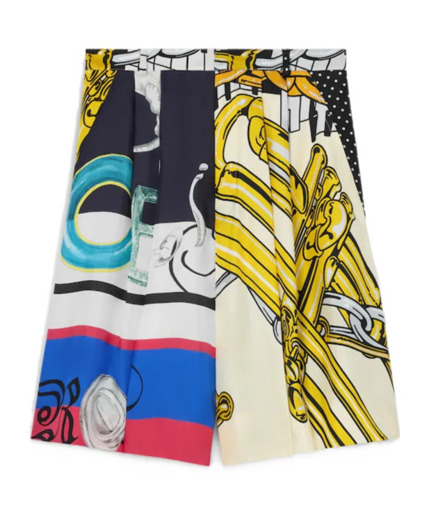 Celine Shorts In Printed Silk Twill In Multi