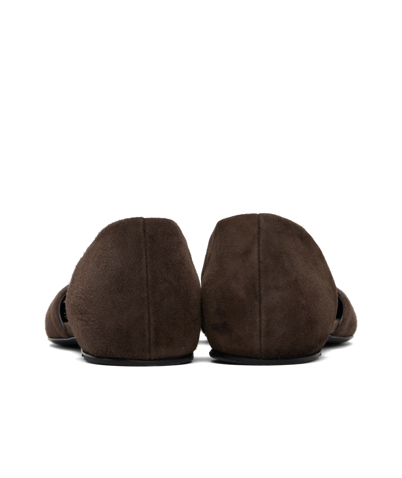 Totême Brown Suede T-strap Ballerina Flats In Black