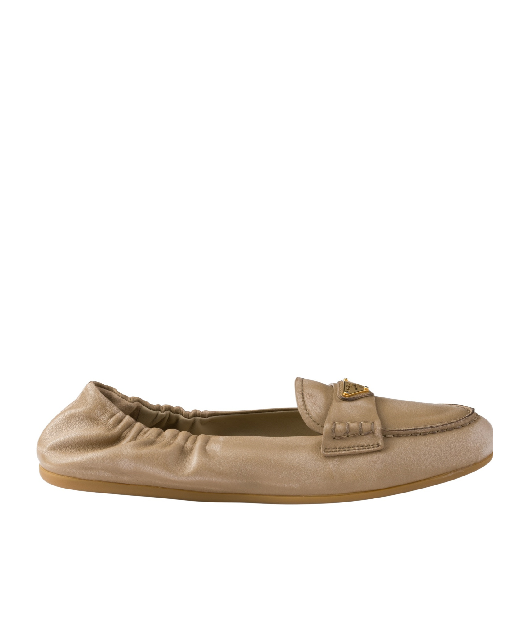 Prada Triangle Logo Suede Loafers In Yellow