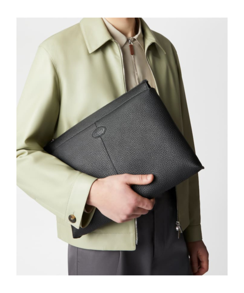 Tod's Medium Document Holder Clutch Bag In Black